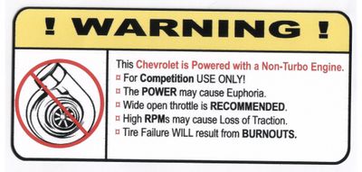 "Non-Turbo Chevrolet" Varningsdekal 