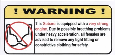"Ej BH i Subaru" Varningsdekal