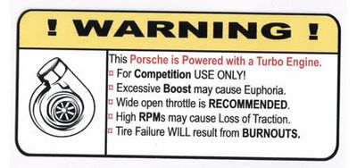 "Turbo Porsche" Varningsdekal