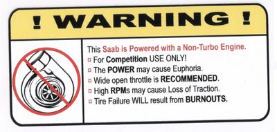 "Non-Turbo Saab" Varningsdekal