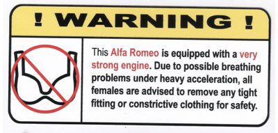 "Ej BH i Alfa Romeo" Varningsdekal 