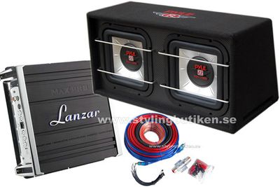 Pyle Square Box 2x10" + MAXP1200 + Kabelsats