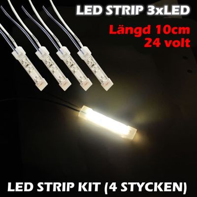 LED-strip 6xLED (10cm) 24V, VIT 4-PACK