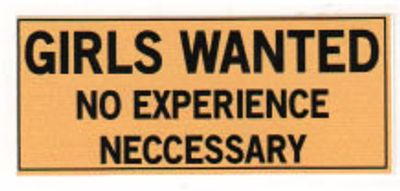 "GIRLS WANTED..." 140x60mm