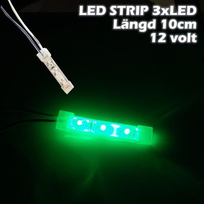 LED-strip 3xLED (10cm) 12V, GRÖN