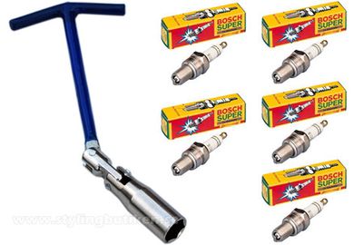 Tändstiftsnyckel + 5st Bosch FR7DC