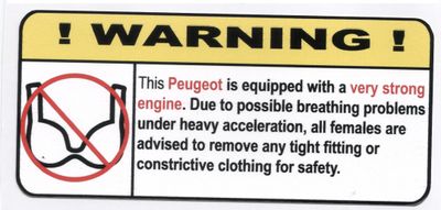 "Ej BH i Peugeot" Varningsdekal