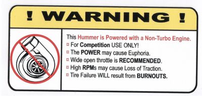 "Non-Turbo Hummer" Varningsdekal 