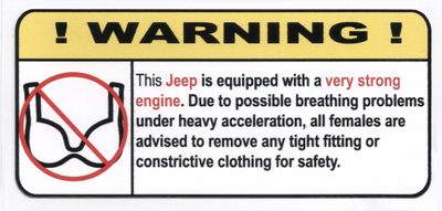 "Ej BH i Jeep" Varningsdekal 