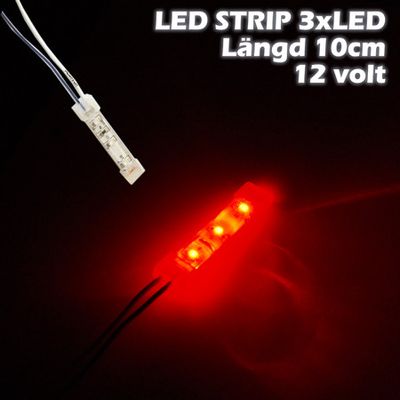 LED-strip 3xLED (10cm) 12V, RÖD
