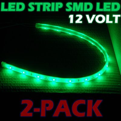 LED-strip 12xLED (40cm) 12V, GRÖN 2-PACK