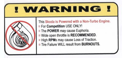 "Non-Turbo Skoda" Varningsdekal