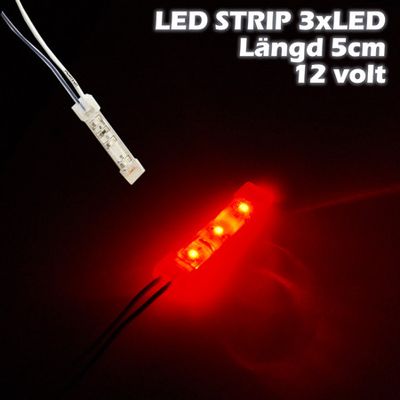 LED-strip 3xLED (5cm) 12V, RÖD