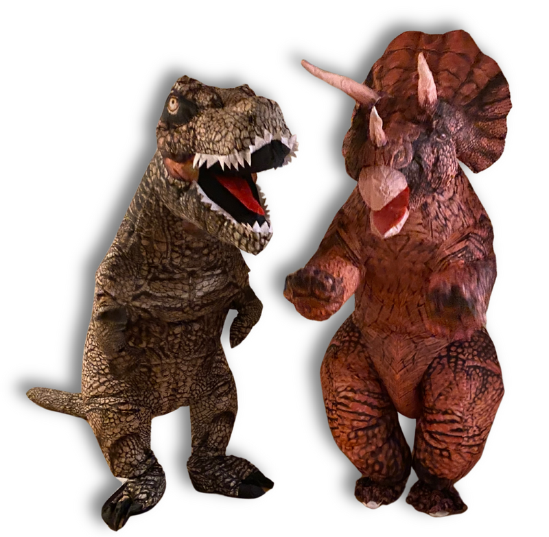 Hyr Uppblåsbar Dinosauriedräkt — T-rex & Triceratops