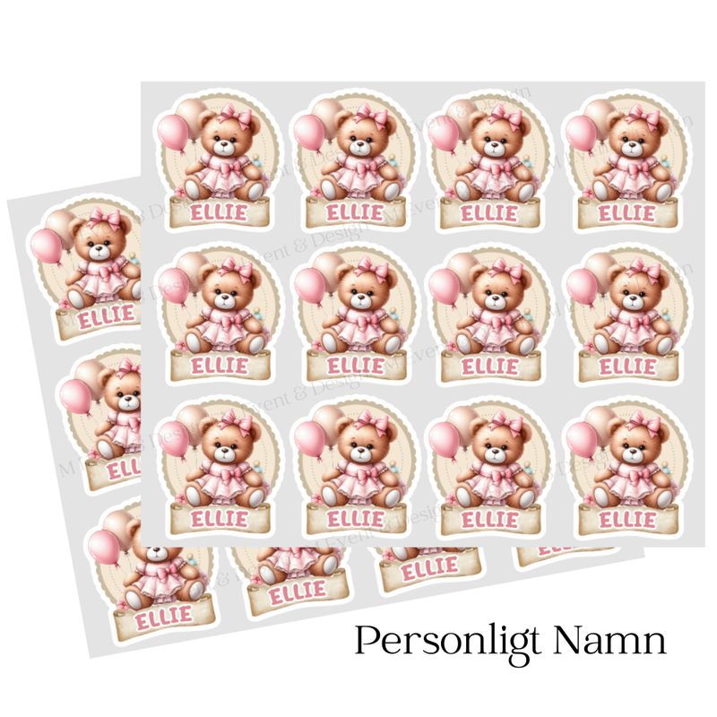 Stickers Nalle Rosa namn