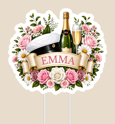 Caketopper Student blommor med namn