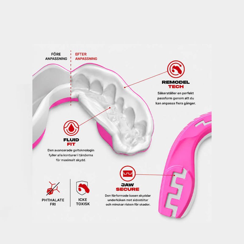 SafeJawz Extro Pink Viper med Fluid Fit, Remodel Tech och Jaw Secure-teknologi
