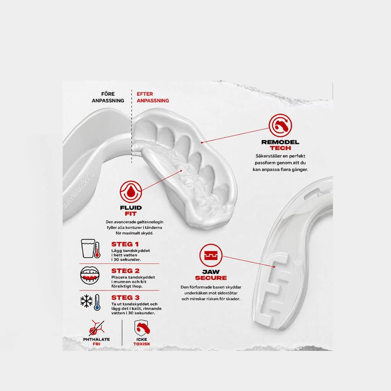 SafeJawz Extro Clear Fangz med Fluid Fit™, Jaw Secure™ och Remodel Tech™