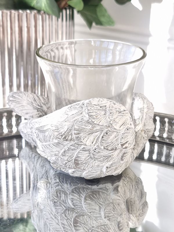 Änglavingar ljuslykta med glas