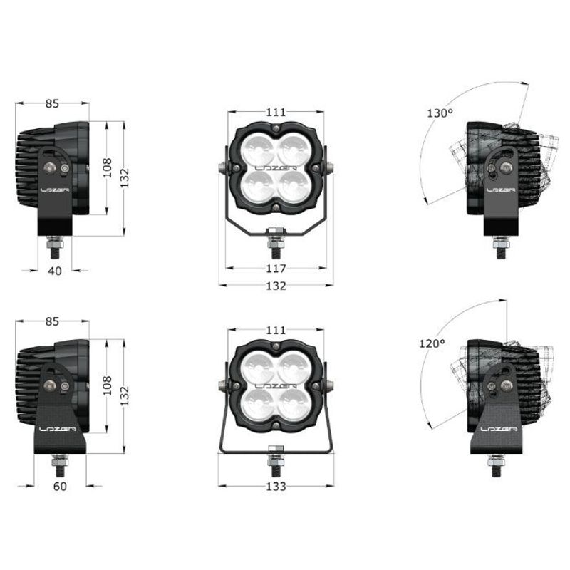 Lazer arbetsstrålkastare Utility 45 G2 4x11W, IP69K (2nd gen)