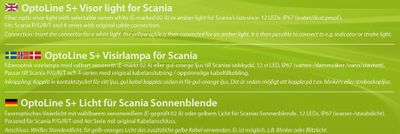 OptoLine S+ Fiberoptiskt positionsljus för Scania solskydd (Vit och Gul-orange)