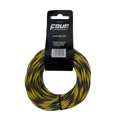 FOUR Connect Kabelstrumpa svart/gul 6/12mm 10m