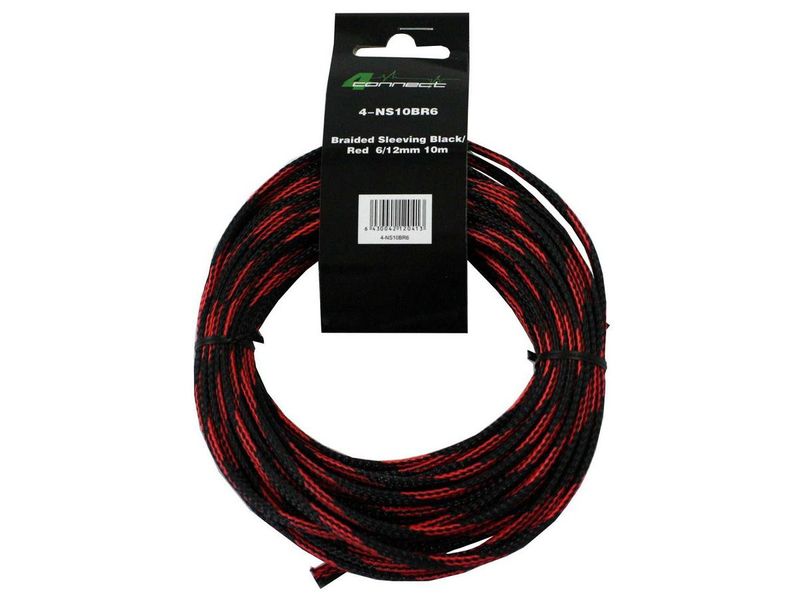 4Connect röd och svart nylonstrumpa 6/12mm 10m