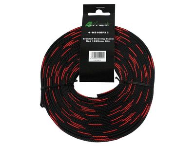 4Connect röd och svart nylonstrumpa 12/25mm 10m