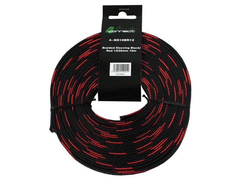 4Connect röd och svart nylonstrumpa 12/25mm 10m