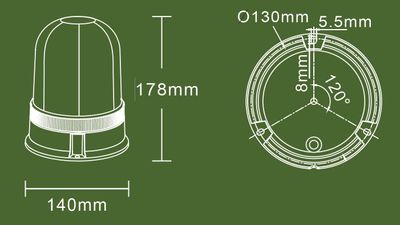 OptoGuard Dome Blixtljus roterande LED 36W