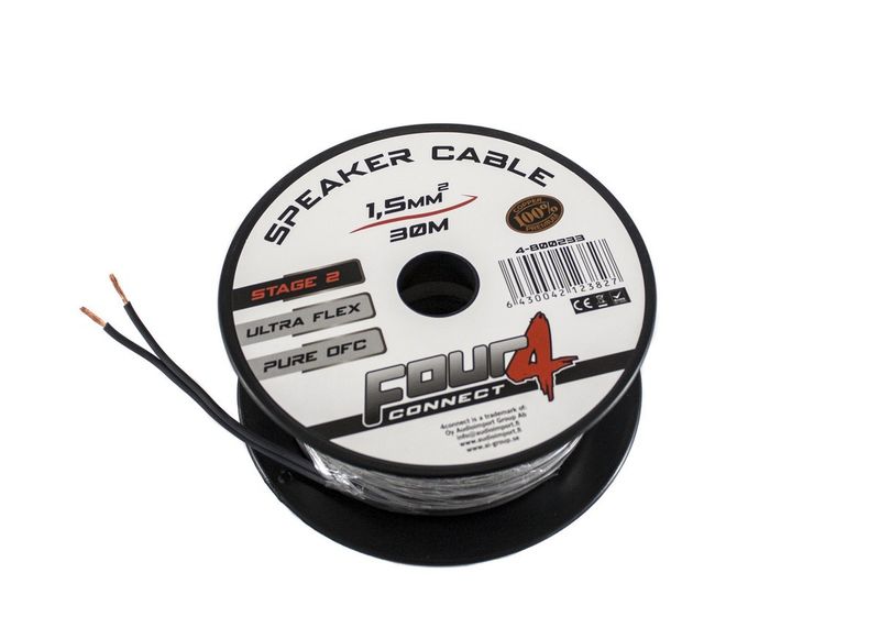 4CONNECT 4-800233 STAGE2 OFC-hötalarkabel 2x1,5mm2 minitrumma 30m