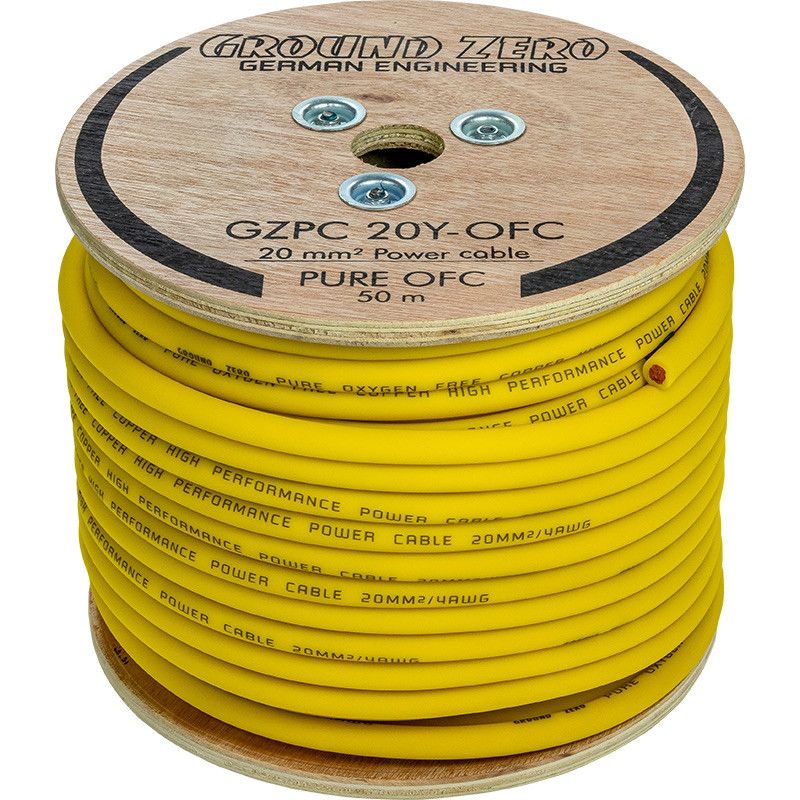 Ground Zero OFC power wire 20mm2 50m - yellow
