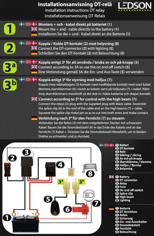 DT-relä med knapp för 24V (2-poliga kontakter)