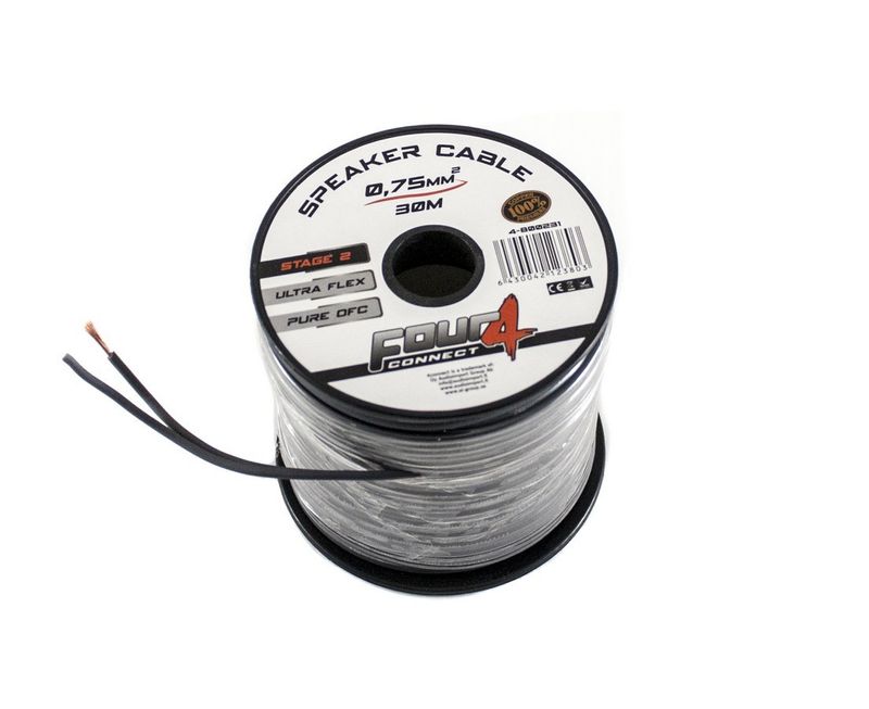4CONNECT 4-800231 STAGE2 OFC-hötalarkabel 2x0,75mm2 minitrumma 30m