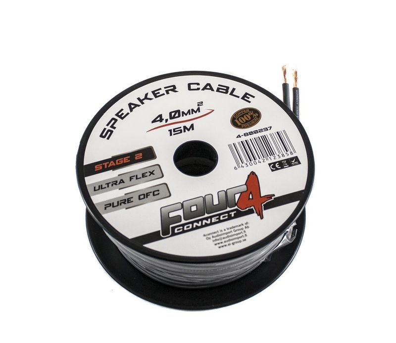 4CONNECT 4-800237 STAGE2 OFC-hötalarkabel 2x4,0mm2 minitrumma 15m