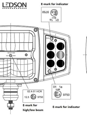 Plogljus LED med hel-, halv-, positionsljus, blinkers (80W, Glas med uppvärmning!)