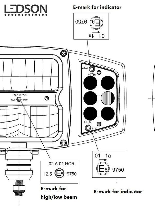 Plogljus LED med hel-, halv-, positionsljus, blinkers (80W, Glas med uppvärmning!)