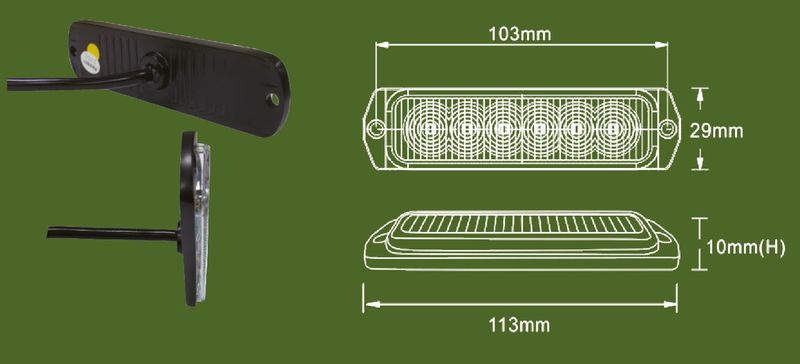 Blixtljus med 6 LED (ECE R65/R10)