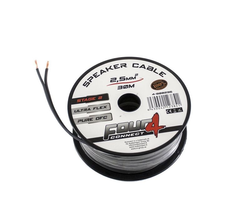 4CONNECT 4-800236 STAGE2 OFC-hötalarkabel 2x2,5mm2 minitrumma 30m