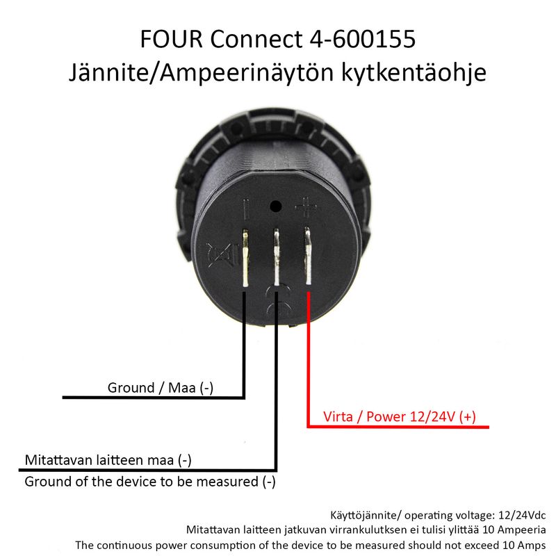4Connect voltmätare / amperemätare 12/24V