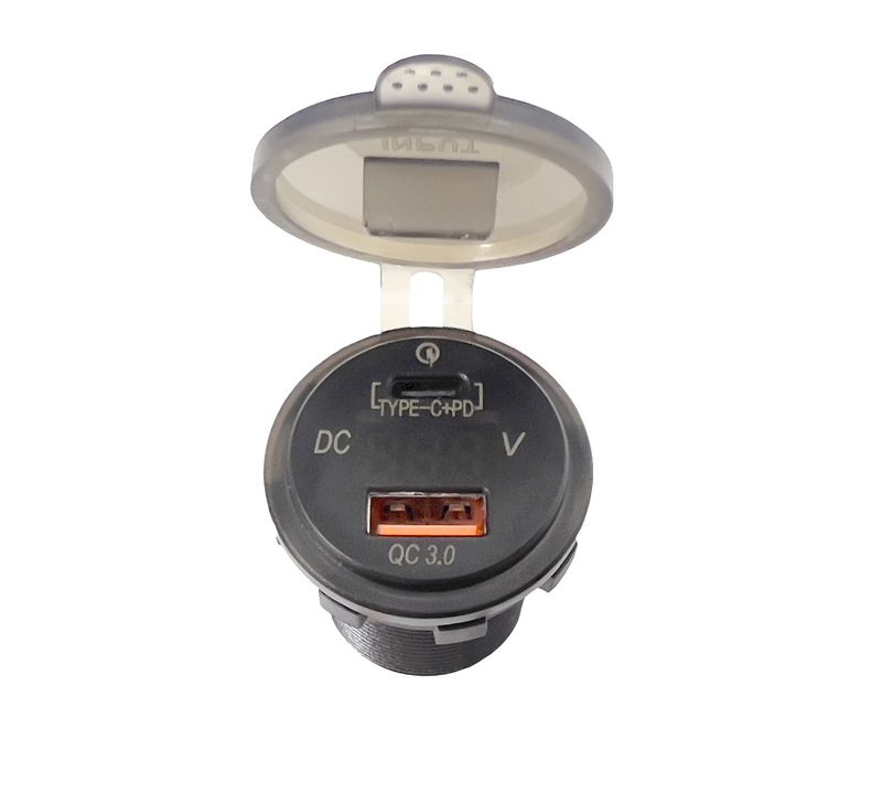 4Connect vattentät USB-laddare med voltmätare