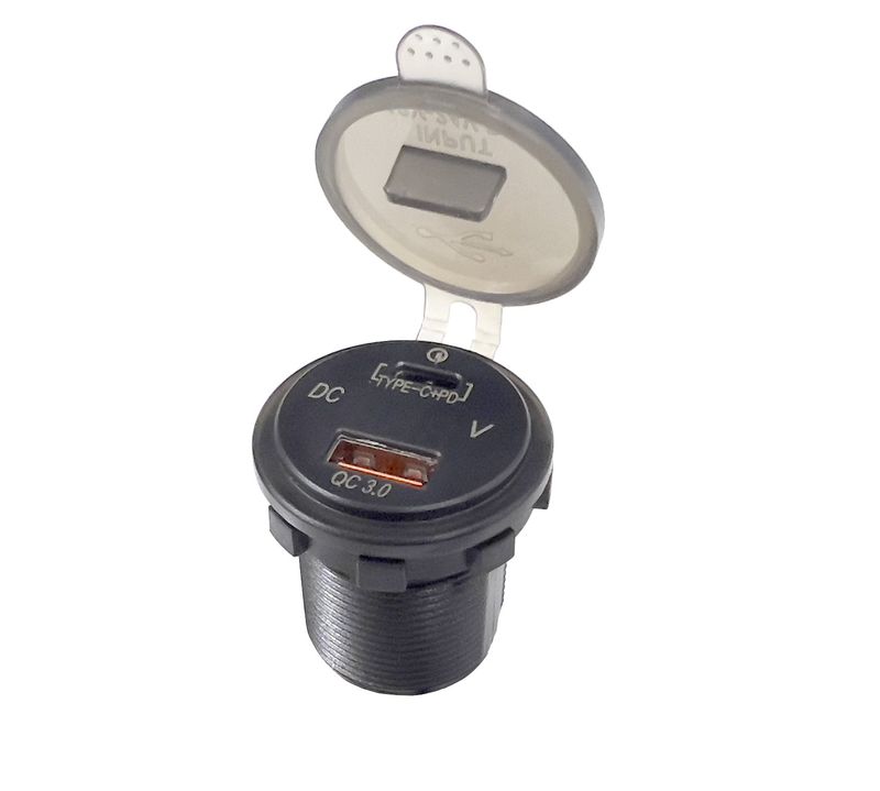 4Connect vattentät USB-laddare med voltmätare