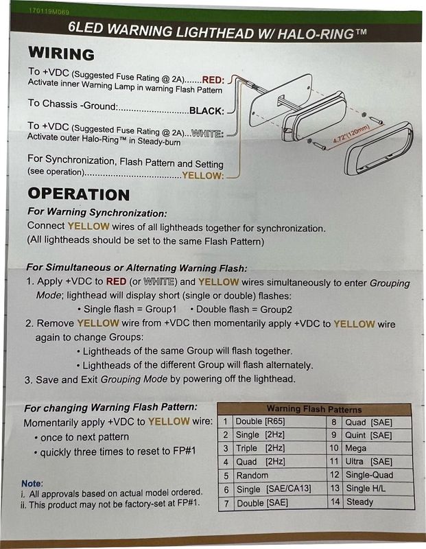 Blixtljus med Halo-ring som positionsljus (E-märkt: R65, R10, R91)