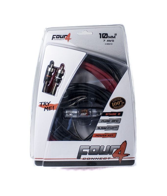 4CONNECT 4-800210 STAGE2 10mm2 OFC-kabelkit för slutsteg