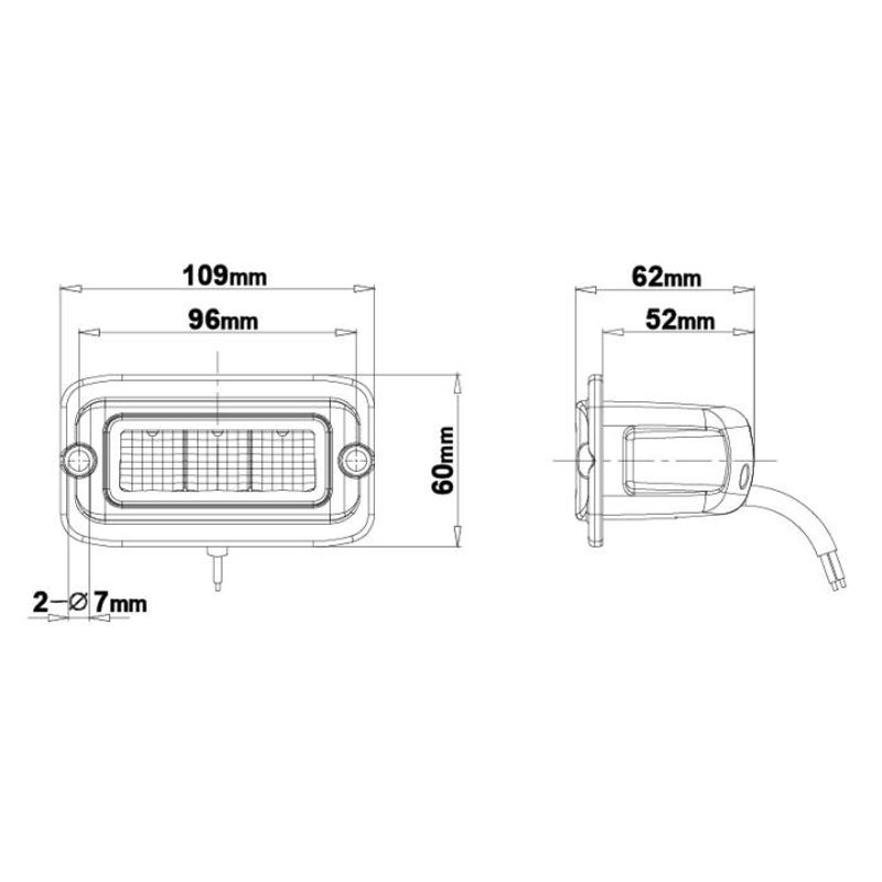 Raptor 15RF infällt LED back-/arbetsljus (ECE R23)