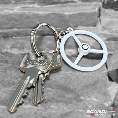 Nyckelring: 3-Spoke Steer (White)