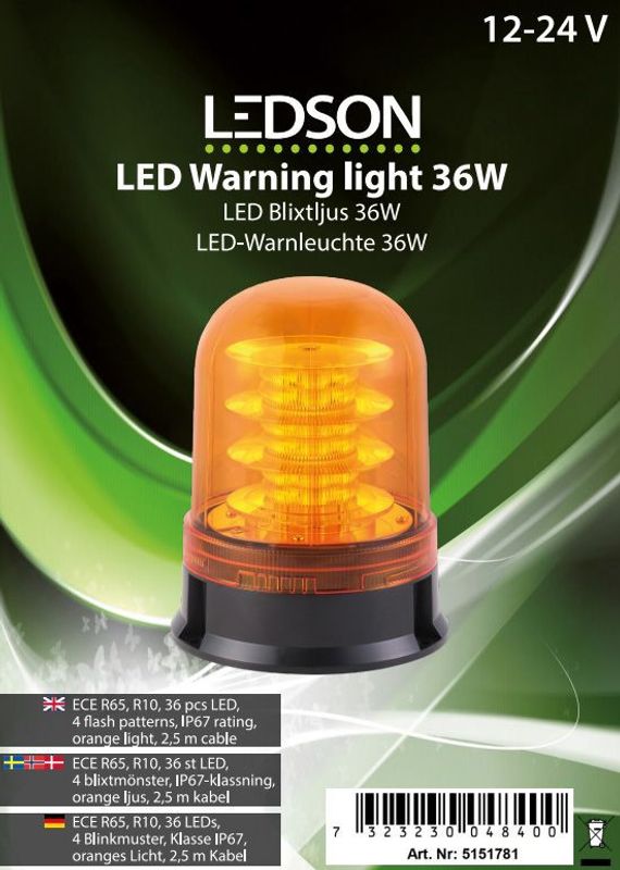 OptoGuard Dome Blixtljus roterande LED 36W