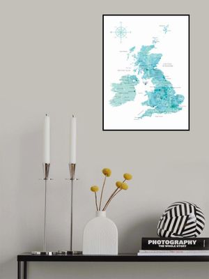 Aquamarine watercolor map of the United Kingdom