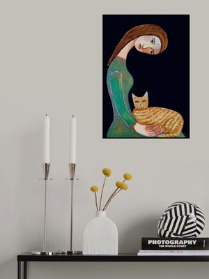 Woman with Cat painting