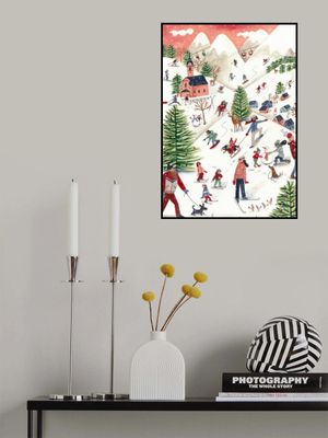 Mountain landscape with houses in the snow Christmas